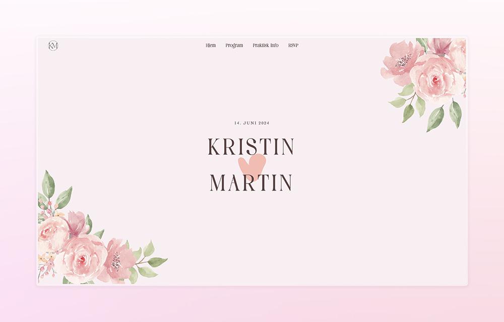 Website shot of a personal wedding website