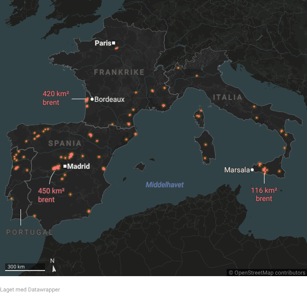Wildfires in a heated Europe